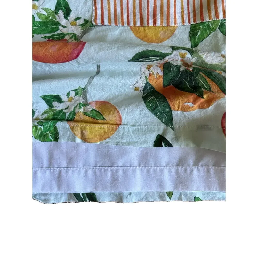 Brooke Wright Citrus Orange Print Shift Dress Size Large Cotton Pockets Resort